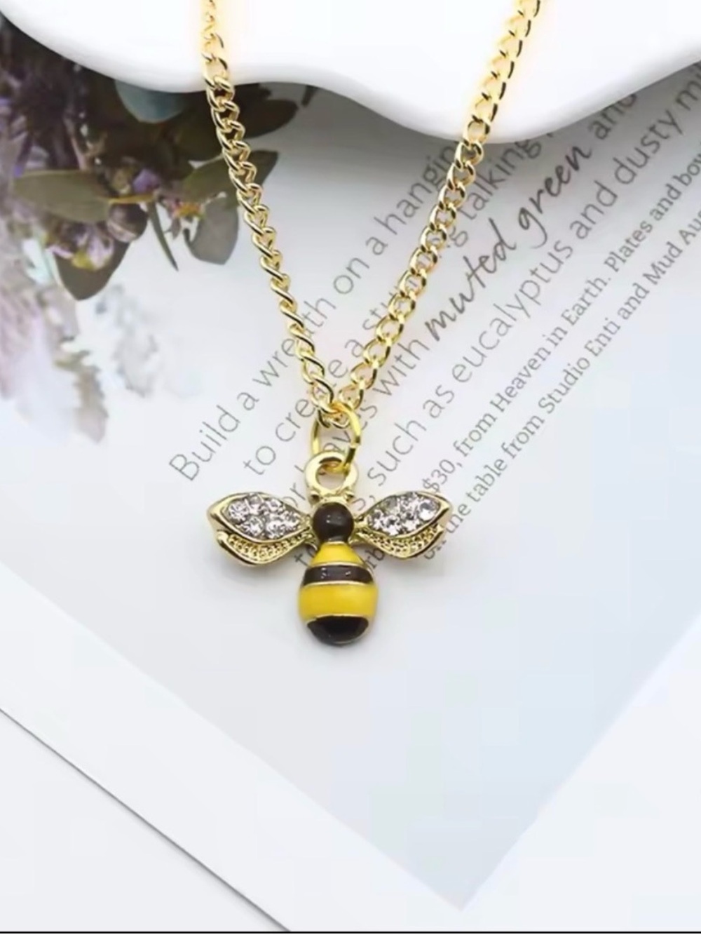 Gold Bee Pendant Necklace - Picture 3 of 5
